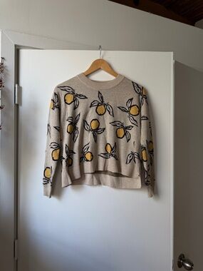 Madewell Tangerine Sketch Jacquard Pullover Sweater XXS